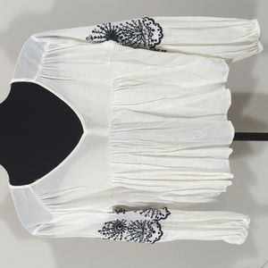 Off-White Blouse with Black Details